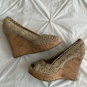 Gold High Heel Wedges